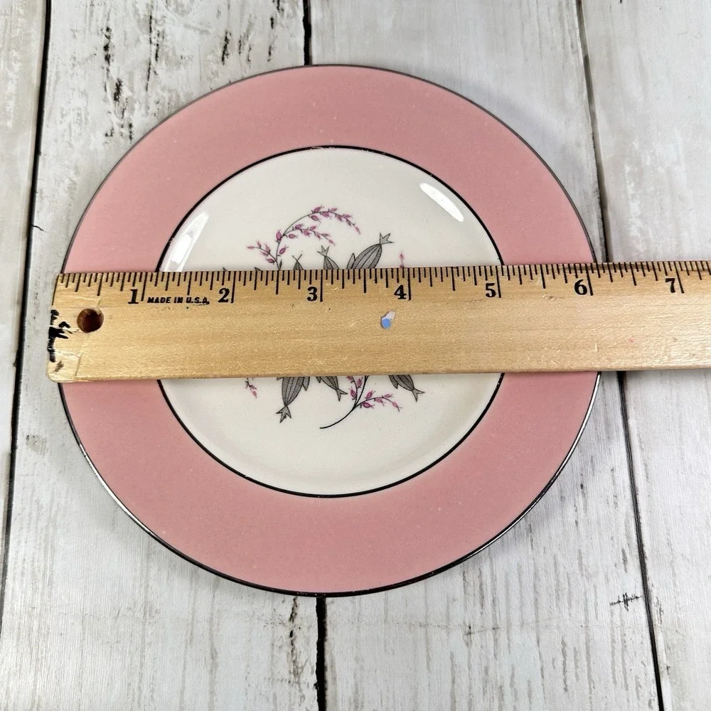 Homer Laughlin Barclay Cavelier Eggshell‎ Pattern BREAD  Plate 6 1/4 Inch Pink